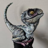 New born Velociraptor blue dinosaur ornament