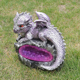 Lovely dragon amethyst garden resin ornament