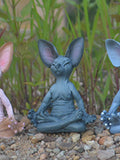 Blue meditating cat garden resin decorative ornaments