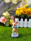 Boxing piglet resin ornament