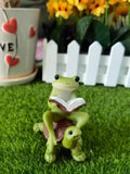 The frog sitting on the turtle reading a book